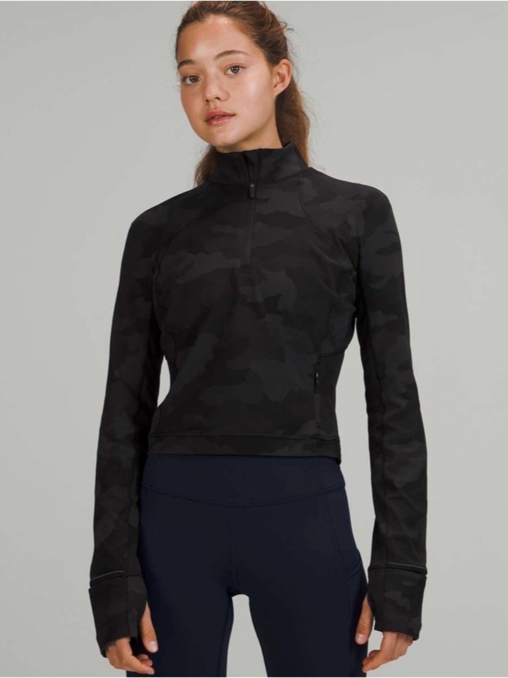 Lululemon Its Rulu Run Cropped Half-Zip | 6 | Heritage 365 Camo Deep Coal Multi - Picture 1 of 5